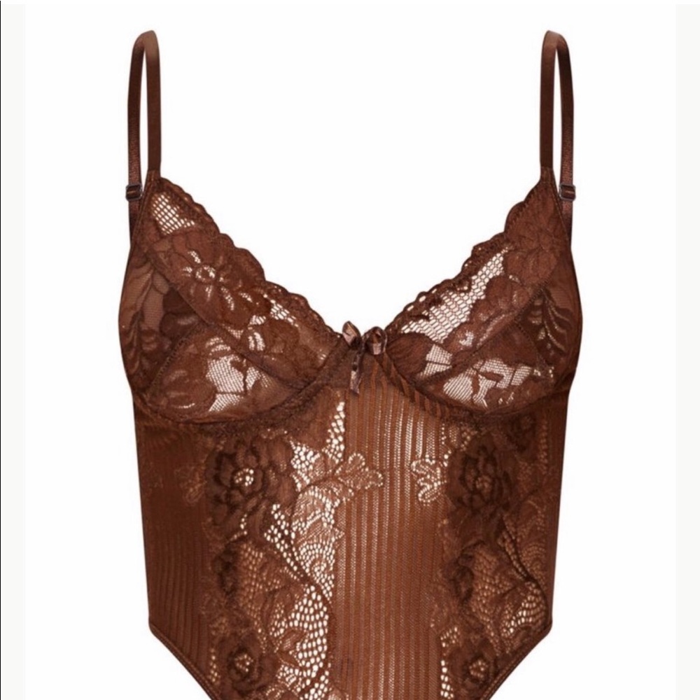 Chocolate lace body suit